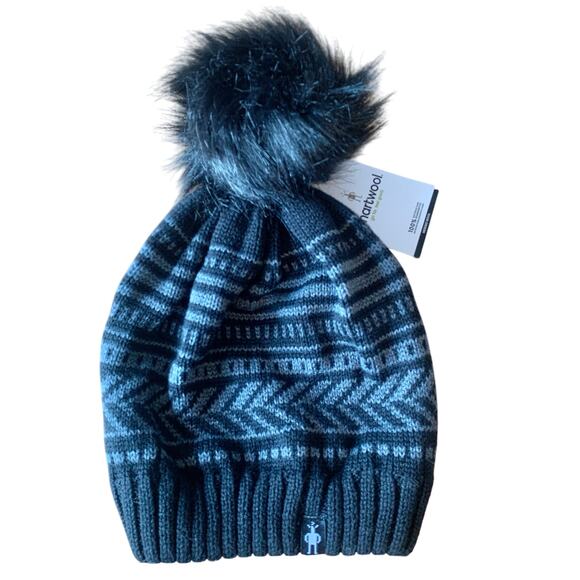 SMARTWOOL Chair Lift Beanie Hat Black Unisex One Size Pom Pom Merino Wool New - Picture 1 of 5